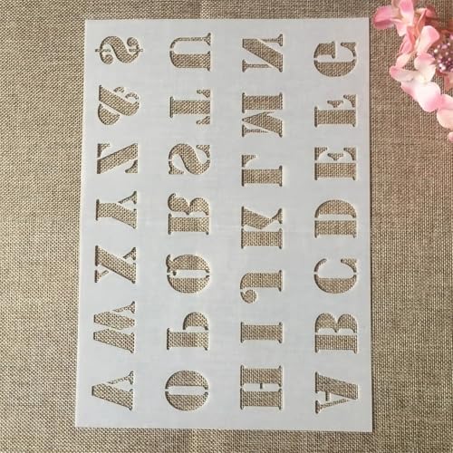 TIAMECH A4 Reusable Uppercase 1.2 x 1 Inch Letters Stencil for Painting - Alphabet Symbol Layering Template, DIY Wall Art, Wood Furniture, Scrapbook & Crafts (8.3x11.7inch) - style: Uppercase Letters