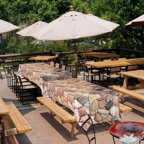 Tegeme 100 ft x 54 Inch Cobblestone Wall Tablecloth Roll Castle Wall Backdrop Disposable Plastic Stone Pattern Table Covers for Medieval Party Supplies Vbs Vacation Bible School Decor - size: 1200" x 54" (Rectangular), style: Cobblestone
