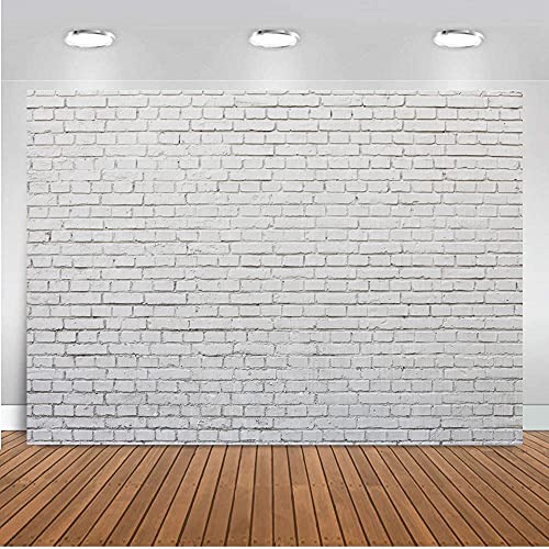7X5FT White Gray Brick Wall Photography Background Portrait Photo Studio Props Wall Decoration Background Birthday Party Baby Shower Banner DH-43 - size: 7X5FT