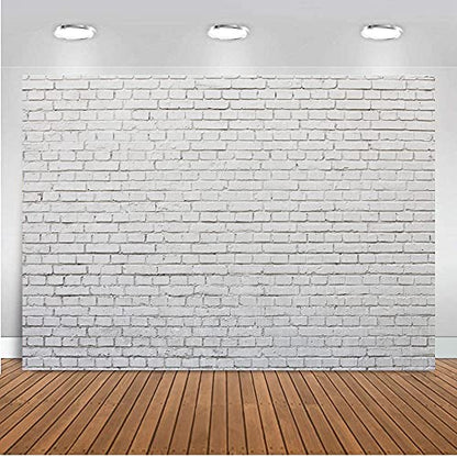 7X5FT White Gray Brick Wall Photography Background Portrait Photo Studio Props Wall Decoration Background Birthday Party Baby Shower Banner DH-43 - size: 7X5FT