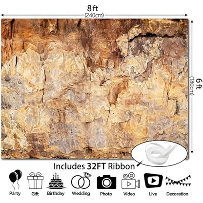 8x6FT Stone Texture Photography Backdrop Rustic Natural Rock Cave Theme Portrait Photo Background Nature Outdoor Exploration Themed Events Party Banner Decoration Polyester - size: 8x6FT