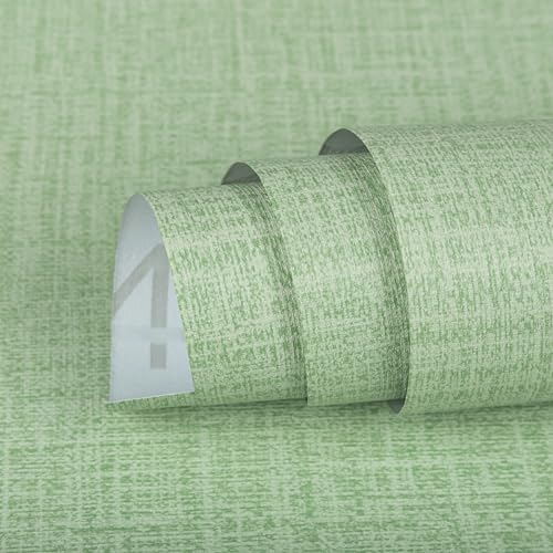 TANONE Contact Paper Peel and Stick (15.8 in X 118 in), Grasscloth Green Wallpaper Self Adhesive Removable Wallpaper, Fabric Linen Thickened Wall Paper Decorative for Wall Cabinets Drawers Kitchen - color: Light Green, size: 15.8" x 118"