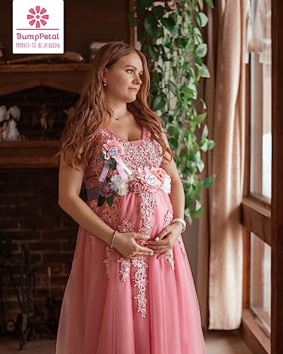 Baby Shower Sash Decorations Mom to Be Corsage Gift Dad to Be Pin 3Pack Set Flower Belt for Maternity Dress - Gender Reveal Pregnancy Photo Props - color: Barbie Pink