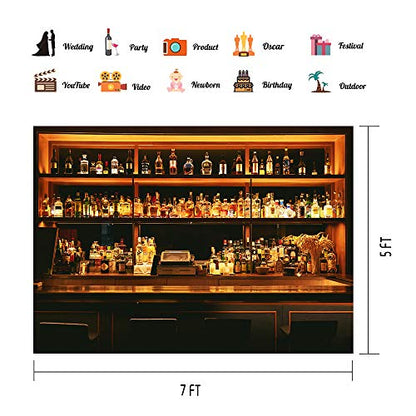Bar Backdrops for Photography 7x5FT Schnapps Wine Dinks Alcohol Cafe Restaurant Drink Shelf Photo Backgrounds Wall Paper Room Mural Props BJWYPH18 - size: 7x5ft