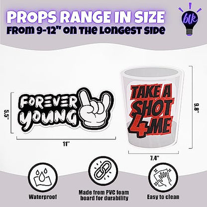 (Party Pack 2) Elevate Your Photo Booth Experience with Our Durable & Waterproof Pack of Signs-Perfect for Weddings, Birthdays, and Photo Booth Businesses - PVC Foamboard Photo Props - color: Pary Pack 2