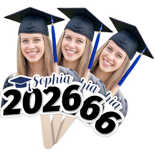 Graduation Custom Cutout Big Head on a Stick for 2026, 6 to 24", Fun Face Cardboard Cutouts, Personalized Fat Heads, Senior Night Photo Prop, Birthday, Party Décor, 1 PC, Black - color: 2026 Black