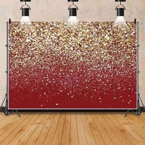 Red and Gold Backdrop Gold and Silver Glitter Backdrop for Wedding Party Birthday Party Graduation Party Happy New Year Banner Vinyl Studio Shooting Prop 6x4ft (180x120cm) - color: Red and Gold, size: 6x4ft (180x120cm)