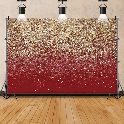 Red and Gold Backdrop Gold and Silver Glitter Backdrop for Wedding Party Birthday Party Graduation Party Happy New Year Banner Vinyl Studio Shooting Prop 6x4ft (180x120cm) - color: Red and Gold, size: 6x4ft (180x120cm)
