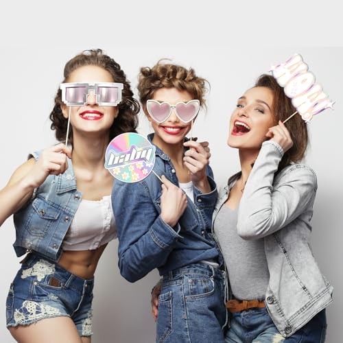 20 Pcs 2000s Photo Booth Props Kit, Dancing Disco Night Girl Birthday Selfie Decorations, Y2K Party Photography Supplies