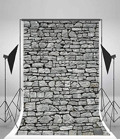 Yeele 6x8ft Gray Brick Wall Backdrop Vintage Grunge Photography Background Nostalgia Irregular Stone Texture Ancient Grey Uneven Cracked Rock Boy Kid Adult Artistic Portrait Photo Shoot Studio Props