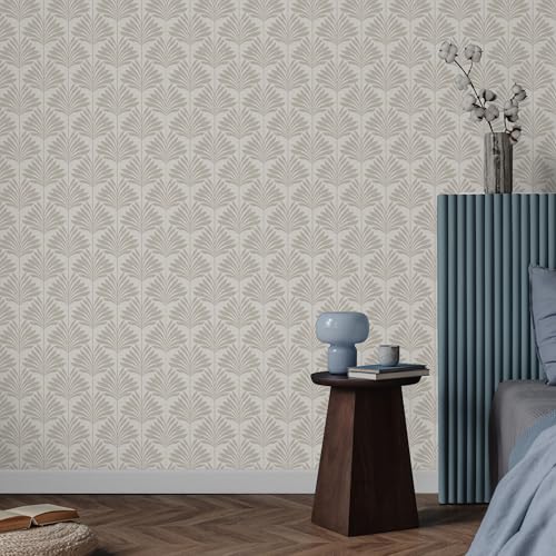Main Street Peel and Stick Wallpaper Eco-Friendly Sheets 12 Pack, 11 X 16 Inch Neutral Palm Design, Wall Mural for Home Decor, Removable Wall Decor Wallpaper Peel and Stick for DIY Projects - style: Neutral Palm