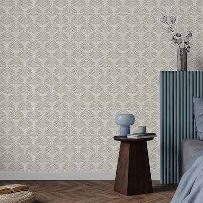 Main Street Peel and Stick Wallpaper Eco-Friendly Sheets 12 Pack, 11 X 16 Inch Neutral Palm Design, Wall Mural for Home Decor, Removable Wall Decor Wallpaper Peel and Stick for DIY Projects - style: Neutral Palm
