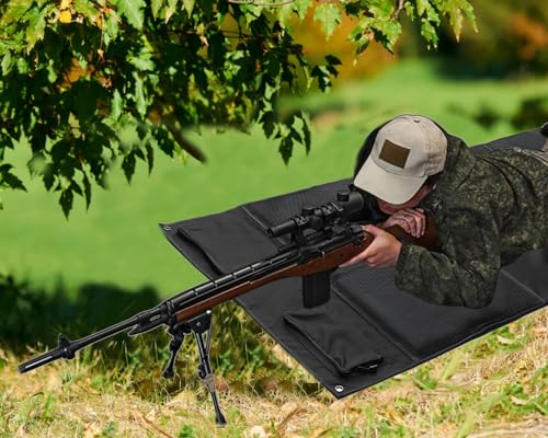 MOZETO Shooting Mat, Extra Large Folded Shooting Mats Prone Padded Hunting Accessories for Range Hunting - color: Black