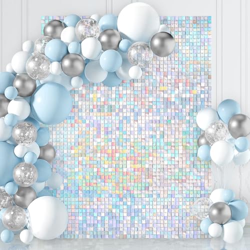 Sequin Wall Backdrop 3ftx6ft Rainbow Silver Glitter Party Photo Backdrop for Wedding Anniversary Birthday Bridal Shower Decorations - color: Rainbow Silver, size: 3ftx6ft