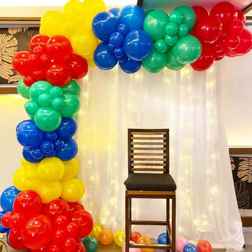 Red Blue Yellow Green Balloon Set, 12 Inch Carnival Circus Party Balloon Red Blue Green Yellow Helium Balloons Confetti Latex Balloon for Video Game Party Rainbow Kid Birthday Party Carnival Circus - color: Red Blue Yellow Green