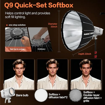 GODOX Light Kit, LE200Bi Continuous Output Lighting, Godox Lighting Kit with Quick Release Softbox, 280cm/ 9.18 FT Stand, 2800K-6500K, CRI 98+, Bluetooth/DMX Control for Studio, Filmmaking - size: White-1Pcs Kit