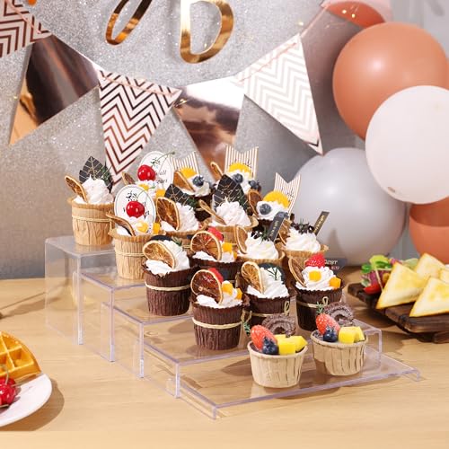 ANDGOO 10 Pack Large Acrylic Display Stands, 2 Set(10”L~11”L~12”L) Perfume Stand Organizer, Clear Cupcake Stand, Display Risers for Retail Stores Special Events Exhibitions Home Decoration - color: Clear, size: 10Pcs (10.8”L~11.2”L~11.6”L~12”L~12.4”L)
