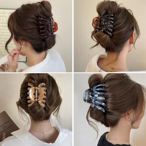 Octopus Hair Claw Clips for Thick Hair 3.6" Large Octopus Claw Clips for Women's Long Hair (2 Pcs, Brown&Dark Red) - color: Octopus glossy-2