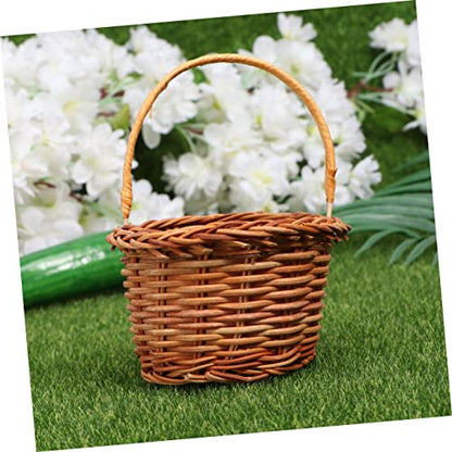 Alipis 1pc Mini Handwoven Decorative Basket Light Brown Easter Activity Prop Desktop Decoration for Home School for Events and Photo Styling - size: 8.00X8.00X5.00CM