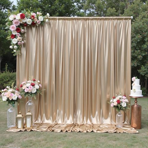 20x10FT Champagne Sequin Backdrop Curtain for Party - 4 Panels 5x10FT Wrinkle-Free Shimmer Drapes for Birthday, Wedding, Christmas, Decorations & Photography - color: Champagne, size: 5FT x 10FT(4 panels)