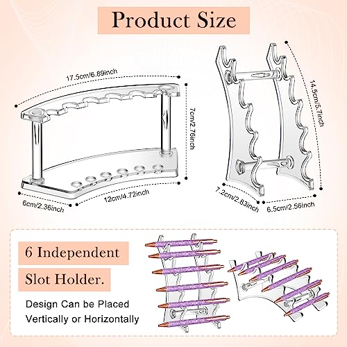 Lincia 10 Pack Pen Display Stand, 6 Slots Plastic Pen Holder, Display Eyebrow Makeup Brush Rack Organizer for School Office Supplies, 2 Style(Clear) - color: Clear