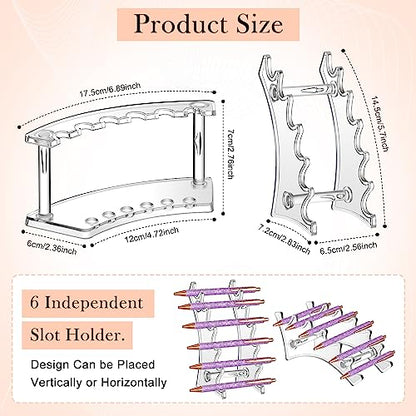 Lincia 10 Pack Pen Display Stand, 6 Slots Plastic Pen Holder, Display Eyebrow Makeup Brush Rack Organizer for School Office Supplies, 2 Style(Clear) - color: Clear
