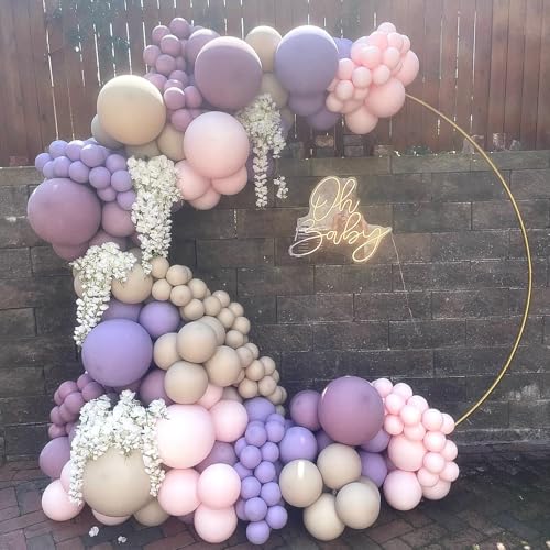Dusty Purple Double Stuffed Balloons Different Size 115Pcs 5/10/12/18" Light Purple Balloon Arch Garland kit for Birthday Baby Shower Bridal Shower Fairy Gender Reveal Party - color: Dusty Purple