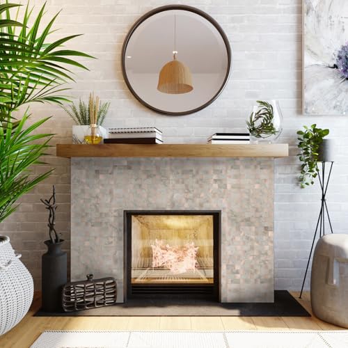Yipscazo Peel and Stick Backsplash Tile, Stick on Stainless Steel Look Backsplash Metal Tiles for Kitchen Walls in Beige Stone Mixed Metal (12''x12'',10 Sheets) - color: Beige Stone mixed Metal