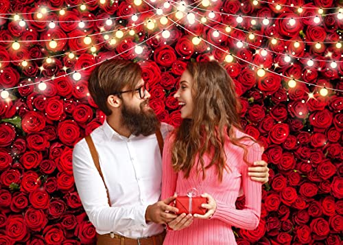 7x5ft Valentines Backdrop Vintage Romantic Red Rose Background Anniversary Party Decorations Banner X-97 - size: 7x5ft