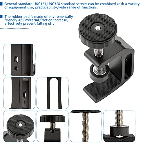 2Pcs Universal C Clamp, Heavy Duty Sturdy 1/4 and 3/8 Thread Hole for Tables Desk Mount, Desktop Mount Holder, Photo Studio Photography, Quick Release U Clip Holder and Wood Work - size: 2PCS