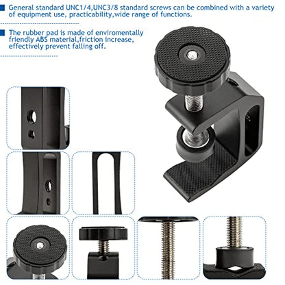 4Pcs Universal C Clamp, Heavy Duty Sturdy 1/4 and 3/8 Thread Hole for Tables Desk Mount, Desktop Mount Holder, Photo Studio Photography, Quick Release U Clip Holder and Wood Work 4 Pack-Black - size: 4PCS