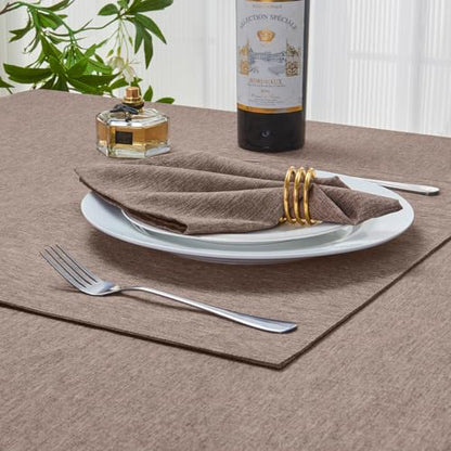 Cloth Napkin Set of 8 Square Washable Reusable Linen Fabric Polyester for Kitchen Dinner Dining Restaurants Wedding Party Banquet Table(Mocha/17x17 Inch) - color: Mocha