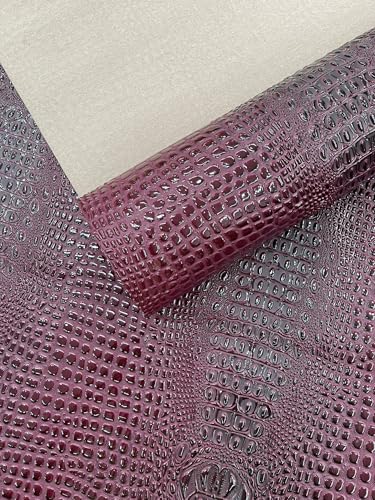 Glossy Two Tone Gator Fake Leather Upholstery, 3D Crocodile Skin Texture Faux Leather PVC Vinyl, 54" Wide (Dark Wine, 36" X 54") - color: Dark Wine, size: 36" X 54"