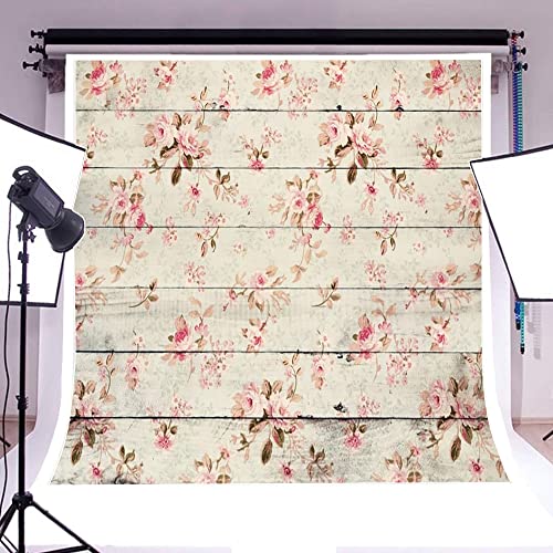 AOFOTO 10x10ft Vintage Wooden Plank Flowers Photography Background Mother's Day Rustic Floral Wood Board Backdrop Mum Lady Girl Kid Baby Retro Artistic Portrait Photoshoot Studio Props Vinyl Wallpaper - size: 10x10ft