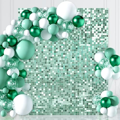 Light Green Shimmer Wall Backdrop - 6ftx4ft Glitter Sequin Wall Backdrop Panels for Birthday Decorations Anniversary Wedding Bachelorette Party Supplies - color: Light Green, size: 6ftx4ft