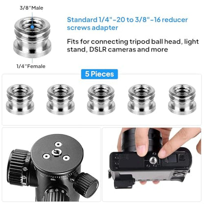Standard Metal Male Convertor Threaded Screw Adapter Spigot Stud for Studio Light Stand, Hotshoe/Coldshoe Adapter, Ball Head, Wireless Flash Receiver, Trigger (20 PCS Camera Screws Mount Set) - style: 20 PCS Camera Screws Mount Set