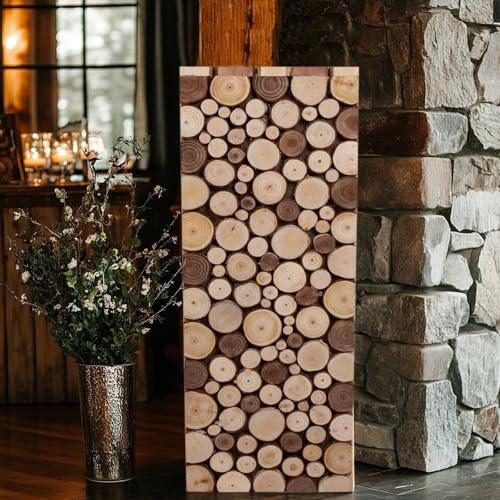 Efavormart 30 inch Natural Wooden Slices Pillar Pedestal Stand, Stately Rustic Wood Riser Rectangular column for Ceremony Altars and Professional Photography Staging - size: 30"