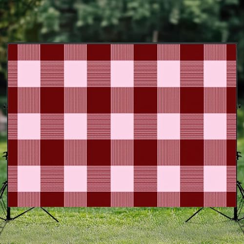 5x7ft Photography Backdrop Red Pink Gingham Plaid Striped Accents Photo Backdrop Photography Background for Photoshoot Portrait Video Party Photo Studio Prop Booth - color: Color7