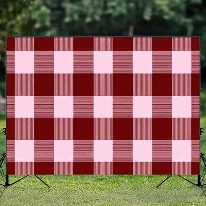 5x7ft Photography Backdrop Red Pink Gingham Plaid Striped Accents Photo Backdrop Photography Background for Photoshoot Portrait Video Party Photo Studio Prop Booth - color: Color7