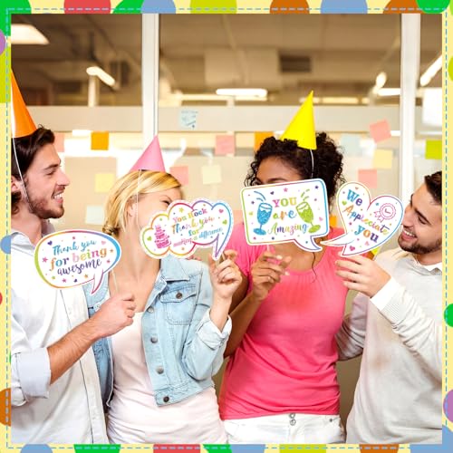 24 Pcs Teacher Staff Volunteer We Appreciate You Decorations Photo Booth Props Appreciation Decor Colorful Glitter Thank You Sign Photo Props for Teacher Nurse Employee Coworker Appreciation - color: Colorful Glitter
