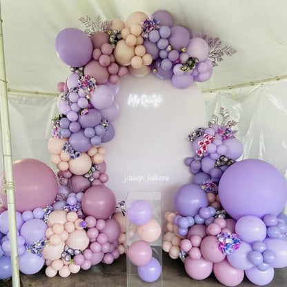 Dusty Purple Double Stuffed Balloons Different Size 115Pcs 5/10/12/18" Light Purple Balloon Arch Garland kit for Birthday Baby Shower Bridal Shower Fairy Gender Reveal Party - color: Dusty Purple