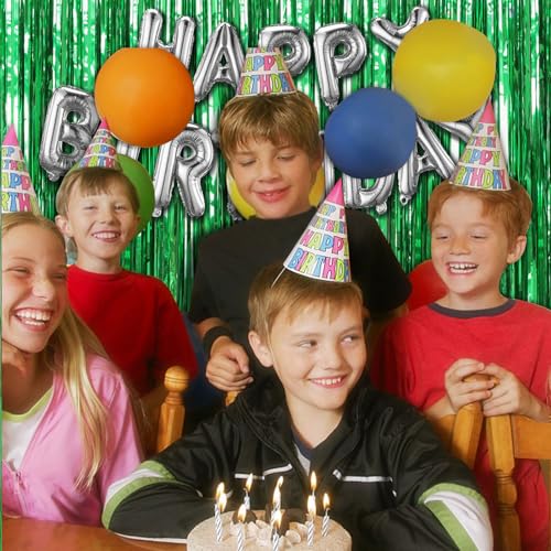 2 Pack Green Streamers Backdrop Jungle Party Decorations Foil Fringe Backdrop Curtains Photo Booth Backdrop for Birthday Dinosaur Animal St Patrick's Day Football Christmas Party Decorations - color: Green, size: 39.4"w X 78.7"l (Pack of 2)