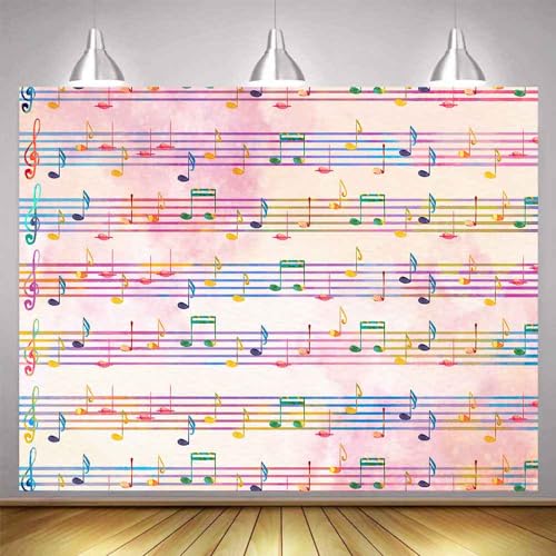 10x10FT Music Notes Backdrop Colourful Sheet Music Background for Newborn Party Photography Decorat Concert Musical Instrument Store Banner Photo Booth Props Photo Room Decor Supplies BJZYEM364 - size: 10x10ft