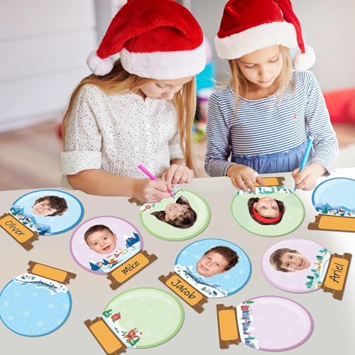 60pcs Winter Theme DIY Cutouts Snow Globe Bulletin Board Decoration Set Christmas Snow Globe Paper Cut-Outs Decor for Winter Holiday DIY Photo Craft Xmas Party School Classroom Wall Door Supplies - style: Snow Globe