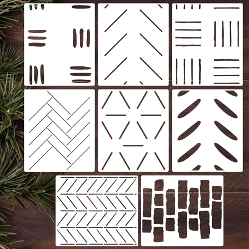 Geometric Wall Stencils for Painting 14” Herringbone Stencil Brick Hexagon Lines Wall Stencils for Painting Large Pattern - style: Geometric
