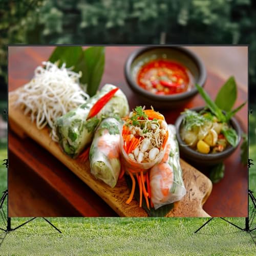 5x7ft Photography Backdrop Vietnamese Shrimp Spring Rolls Traditional Food Pictures Photo Backdrop Photography Background for Photoshoot Portrait Video Party Photo Studio Prop Booth - color: Color9