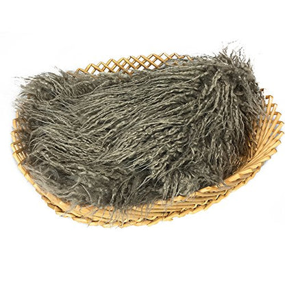 D&J DON&JUDY Newborn Photo Props Faux Fur 29.5x19.7inch Basket Filler Stuffer Backdrop Boy Girlcammel - color: 29.5x19.7 Inch Brown