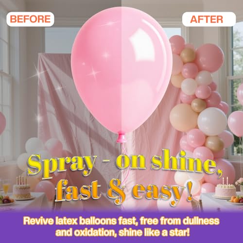 Balloon Shine Spray for Party : 15 oz Balloons Spray Silicone for Mother's Day Halloween Birthday Decorations - Long Lasting Instant High Shine Waterproof for Outdoor Décor