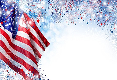 AOFOTO 6x4ft American Flag with Fireworks Backdrop 4 July Independence Day Photography Background Stars and Stripes USA Patriotic National Celebration Veteran Holiday Memorial Day Photo Studio Props - size: 6x4ft