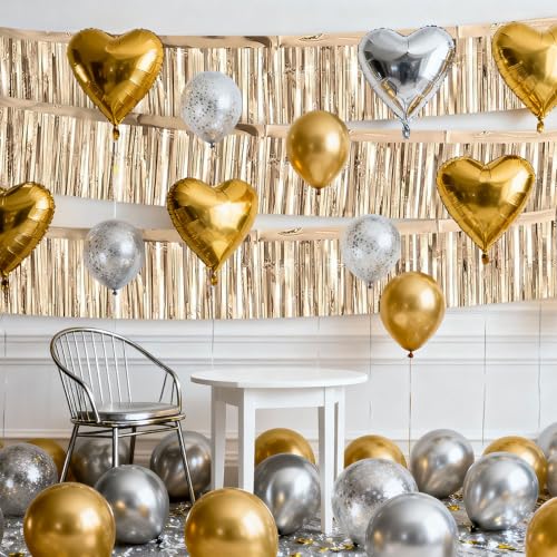 4 Packs Foil Fringe Garland Tinsel Streamers Shiny Wall Hanging Birthday Banner Backdrop for Graduation Wedding Anniversary Celebration Happy Birthday Party Decorations Champagne Gold - color: Champagne Gold